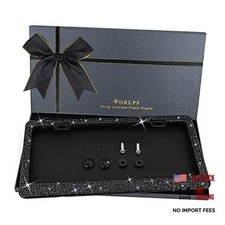 Bling License Plate Frame for Women, 1PCS Sparkly License Plate Frames black