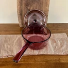 Vision Corning Ware 1.5 Liter Saucepan, Pot, Cranberry Pyrex & Lid USA Vintage