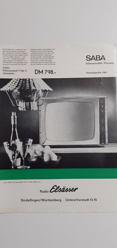 Saba Fernsehgeräte 1965 (Prospekt-Blatt), 1964