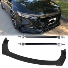 For Honda Accord S Carbon Fiber Front Bumper Lip Splitter Spoiler + Strut Rod