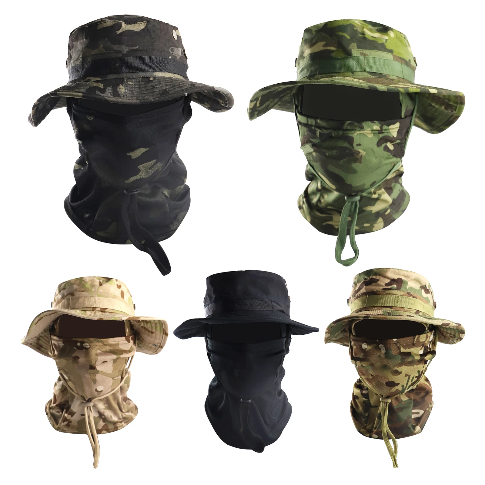 Wide Brim Sun Hat UV Protection Face Cover Bucket Hat For Hiking Camping Fishing