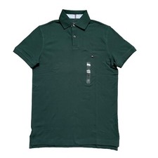 Tommy Hilfiger Men's Regular Fit Dark Green Stretch Mesh Short Sleeve Polo Shirt