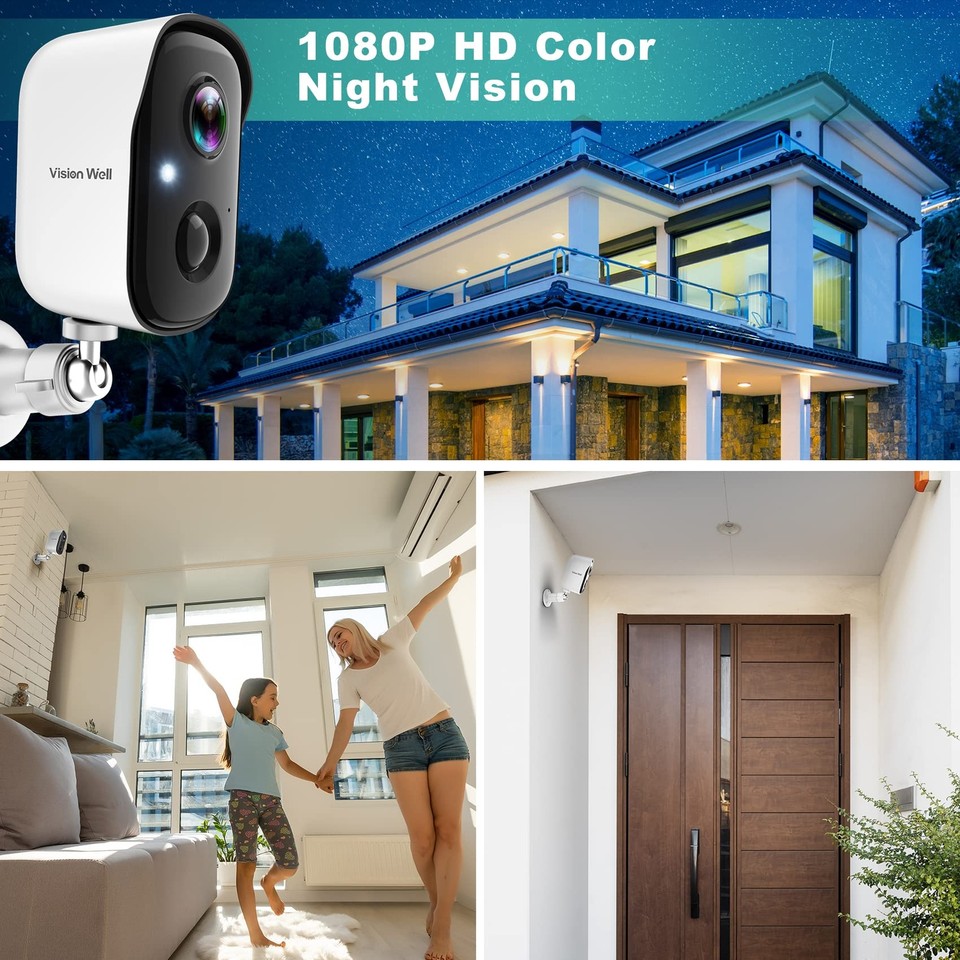 Wireless Cameras for Home/Outdoor Security, Battery Powered 1080P HD