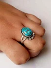 Copper Turquoise Ring 925 Sterling Silver Band & Statement Handmade  All Size