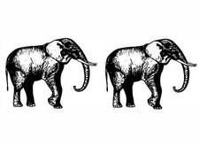 Elephant 4 pcs 2.65 Inch Black Fused Glass Decals