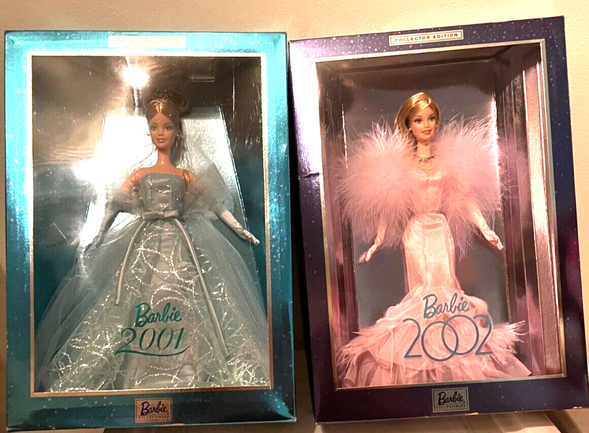 Lot of 2 2001 Collector Edition Barbie & 2002 Barbie Collector Ed