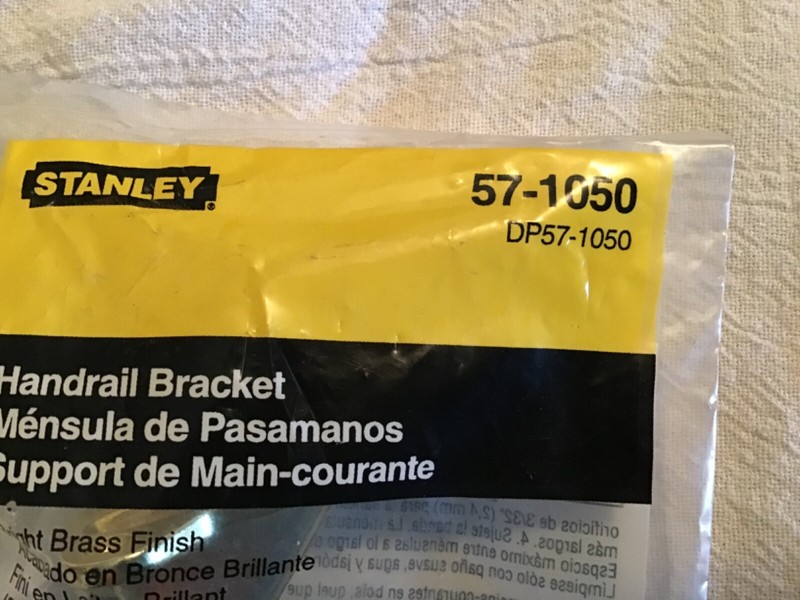 Lot of 2 New Stanley DP57-1050 Handrail Brackets (Brass Finish) Stair Railing 