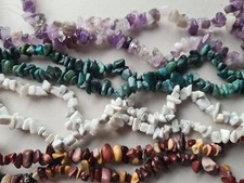 Edelstein Perlen Splitter Nuggets, XXL Strang, Schmuck Basteln DIY