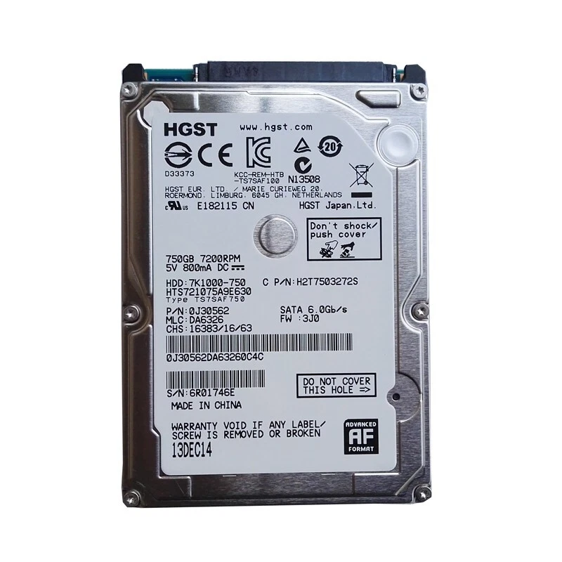 Hitachi 750GB HTS721075A9E630 7200RPM 16MB SATA 2.5" Laptop Hard Disk Drive - Image 2 of 4