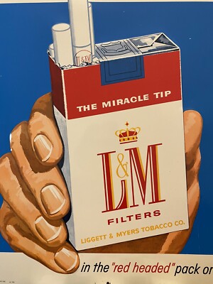 1950's Vintage L&M Cigarettes Embossed Metal Sign 17.75”x 22.25