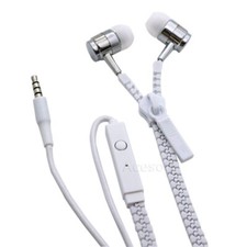 Portable Zipper Headphones Earphones Earbuds with Mic Microphone for Cell Phone