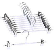 10/20/60/80PCS Skirt Hangers with Clips, Metal Pants Hangers For Clothes Trouser