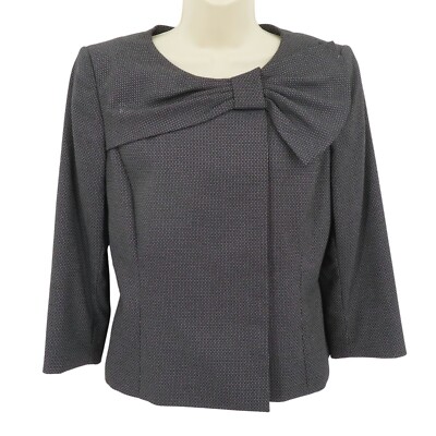 Isabella DeMarco Women Black White Bow Accent Suit Jacket