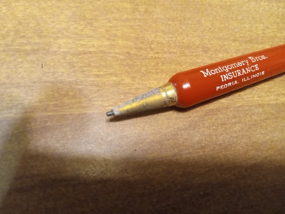 Lápiz mecánico de bate de béisbol rojo vintage EE. UU. funciona muy bien anuncio único Foto 3 de 4