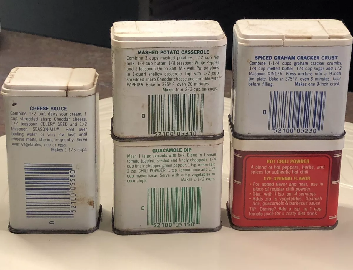 Vintage Metal Spice Tins Reverse Recipe McCormick Durkee Brands