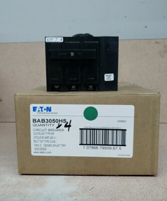 1) New! Eaton BAB3050HS  BA 3P 50A 240V BOLT-ON CIRCUIT BREAKER W/ SHUNT TRIP