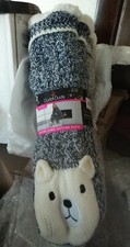 Cuddl Duds Women's Sherpa Lined Polar Bear Slipper Socks Set Of 2 Size 4-10