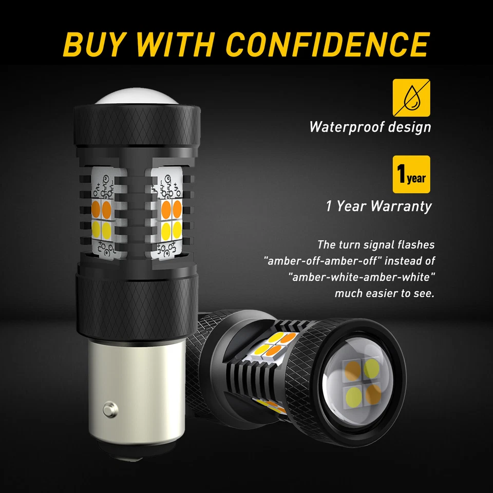 2 PIEZAS 1157 2357 2057 7528 LED Señal de giro Bombillas Super Brillantes Ámbar/Blanco Foto 3 de 4