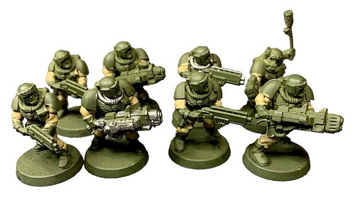 Warhammer 40k : Figurine Metal Astra Militarum - Cadian High Commander (2002) Avec Bannière - Démontée / Non Peinte
