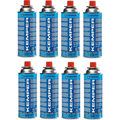 BOMBOLETTA CARTUCCIA A GAS KEMPER 577 SMART 227GR 390ML GAS BUTANO -- 8 PEZZI --