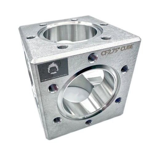 CF Conflat flange 2.75" 6-ways cube UHV chamber, Inch tap 1/4"-20, 1.57" bore