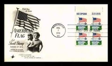 FLAG OVER WHITE HOUSE 1970 KIDS PLEDGE OF ALLEGIANCE ARTCRAFT PLATE#BLOCK FDC UN