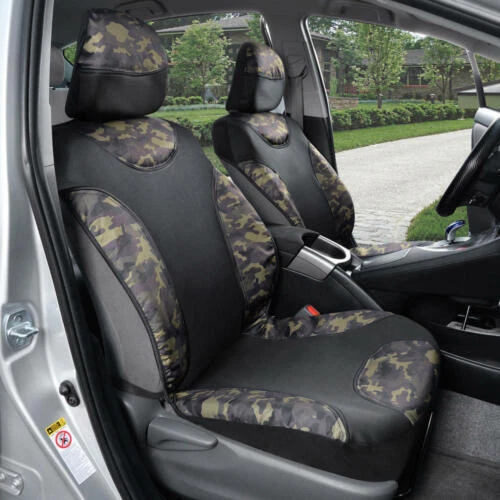 Juego de funda de asiento completa de neopreno de camuflaje impermeable sin laterales para automóvil camión SUV Foto 4 de 4