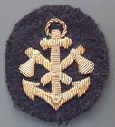 INSIGNE MARINS POMPIERS Fil d'or 1940-1950 Officier Marinier Patch tissu France