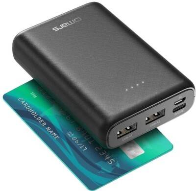 Powerbank, 10.000 mAh, kleines, leichtes und tragbares Ladegerät, USB-C- und 2 U