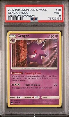 PSA 9 Mint Gengar Holo Sun And Moon Crimson Invasion Pokemon PSA 9 Mint Gengar Holo Sun And Moon Crimson Invasion Pokemon