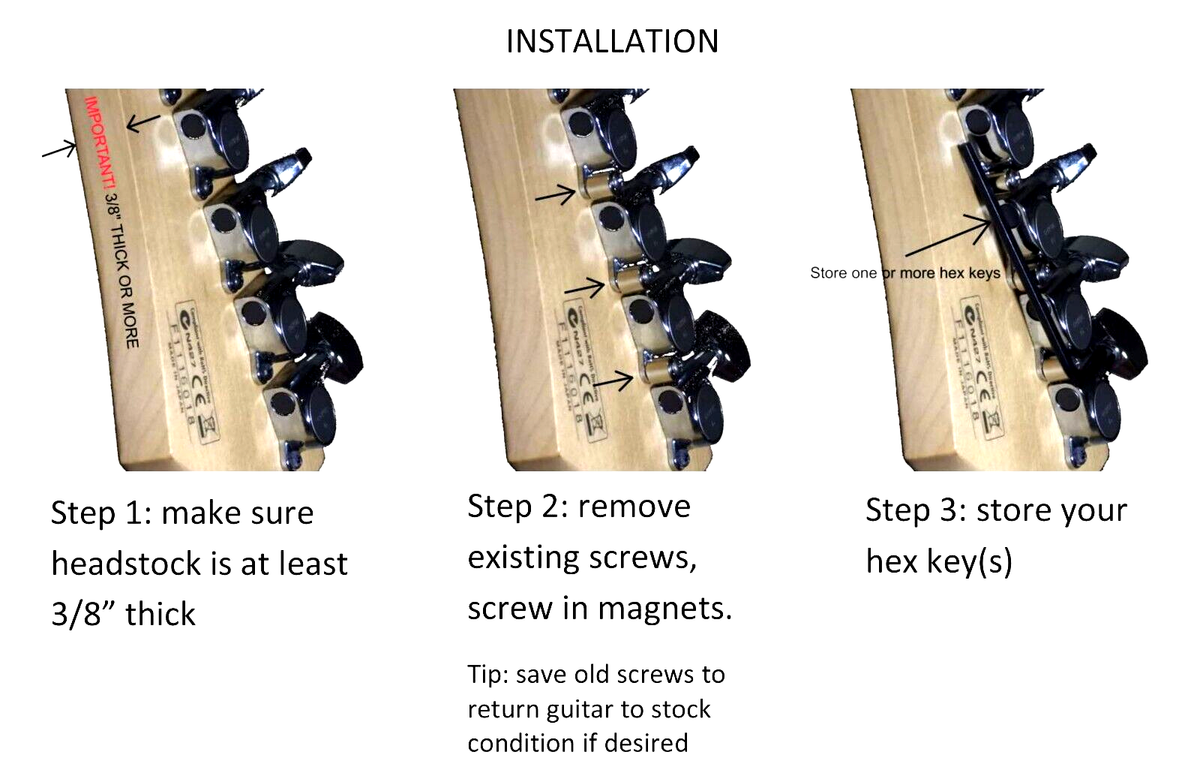 NEW! Headstock Hide-A-Key Hex Key Allen Wrench Holder Floyd Rose