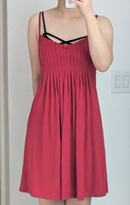 NWT Red Pleated Sleeveless Strappy Waist Ties Short A Line Flare Dress XS