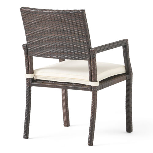 Set of 2 Wicker Rattan Patio Dining Chairs W/cushion for Backyard Porch Garden - Picture 8 of 14