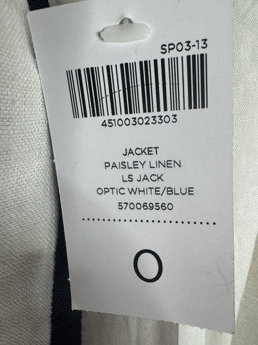 Chicos Size 0 Linen Paisley Jacket NWT White Blue Small Business Casual - Picture 4 of 9