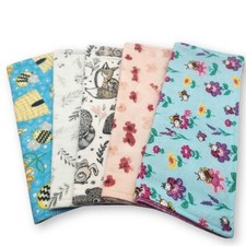 Set of 5, Newborn Girl Handcrafted Flannel Burp Cloths Baby Shower Gift