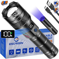 Led Taschenlampe 500000 Lumen Usb C Aufladbar Taktisch Zoombar 5 Modi Camping
