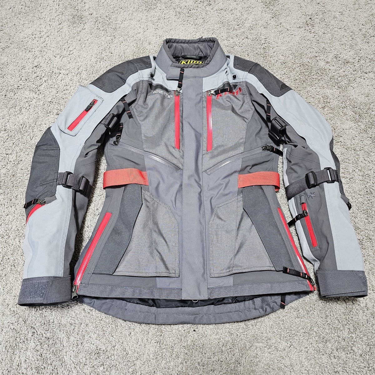 Klim Artemis Motorcycle Riding Jacket Monument Gray Red Womens