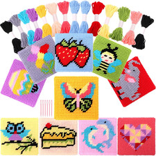 Kids 10-In-1 Cross Stitch Beginner Kit for Kids, Includes Instruction of 10 Diff