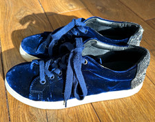 Lanvin Damen Sneaker Low Top Samt Blau/Silber...