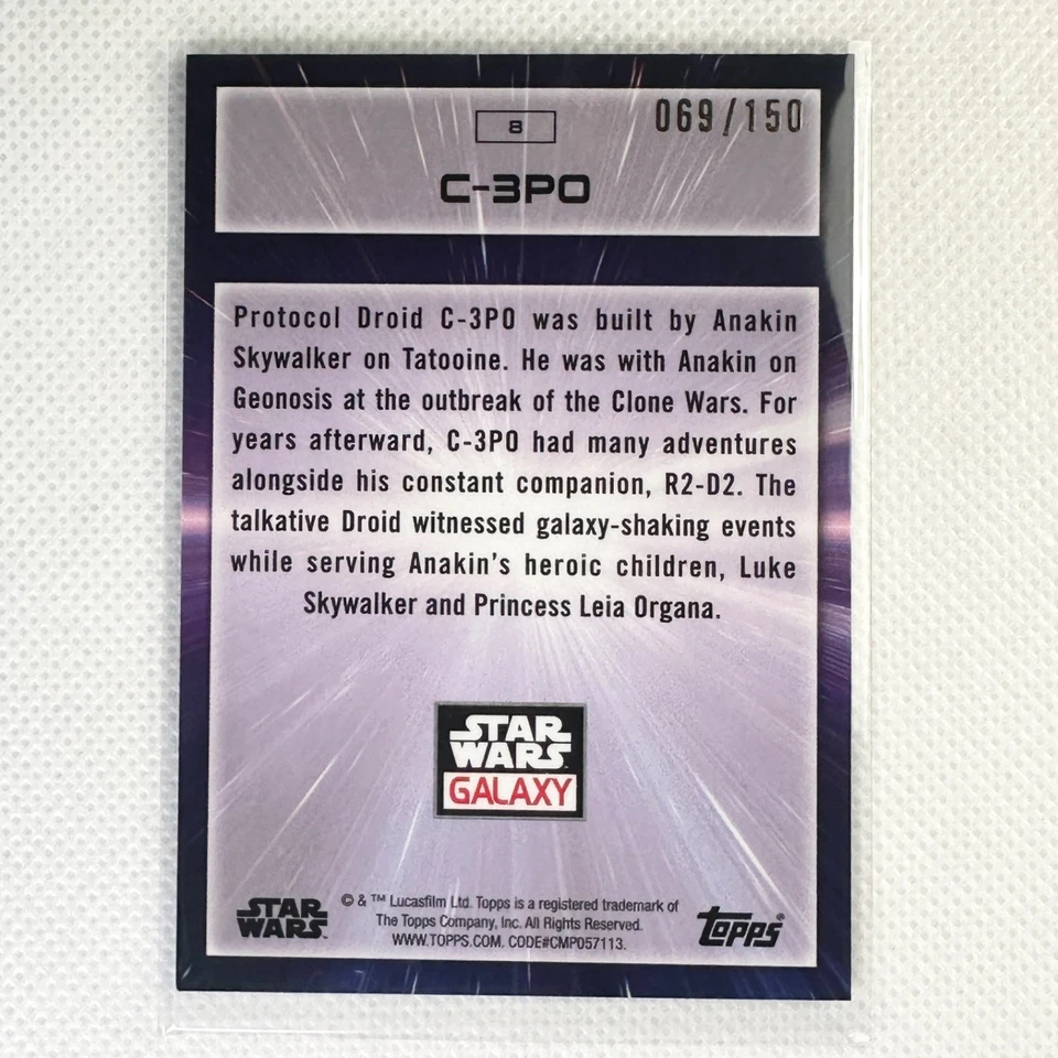 2022 Topps Chrome Star Wars Galaxy #8 C-3PO Atomic Refractor /150 - Image 2 of 4