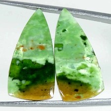 14.30Cts Natural Chrome Chalcedony Pear Pair Cabochon Loose Gemstone 12x24x3mm