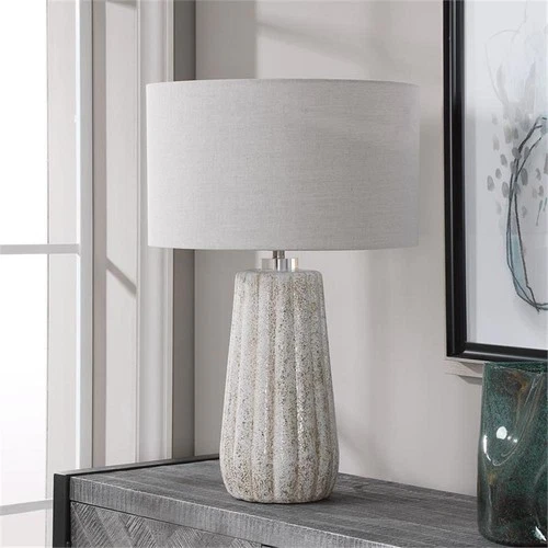 Uttermost Pikes Ceramic Steel and Crystal Table Lamp in Brown and White - Picture 6 of 7
