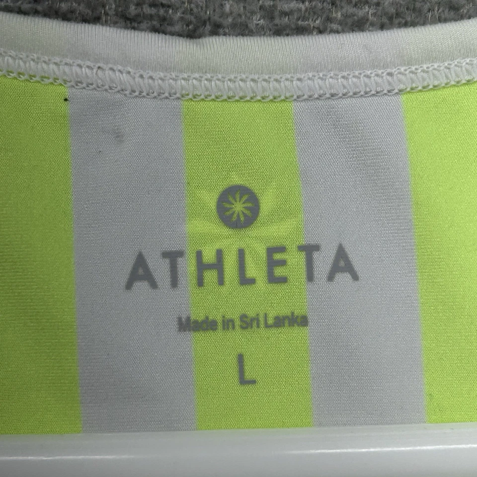 Camiseta sin mangas Athleta Ocean Stripe Chi Muscle para mujer talla grande amarilla blanca ligera Foto 2 de 4