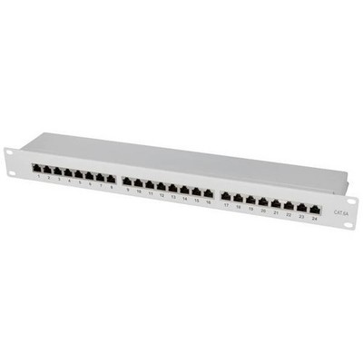 LogiLink NP0060 24-Port Patch Panel 483mm (19) CAT 6A 1U Grey