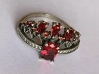 Vintage ring sterling silver 925 Size 12 Weight 4.3 g. Red gems.