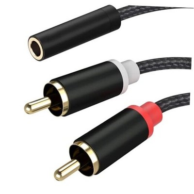 3.5mm Female to 2 RCA Male Stereo Cable, 3.5mm to RCA Bi 0.35M/1.1FT Black