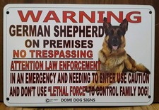 Metal Warning German Shepherd Dog Sign Beware of Dog 8"x12" Guard Dog