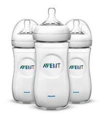 Philips Avent Natural Baby Bottle, Clear, 11oz, 3pk, SCF016/37 New