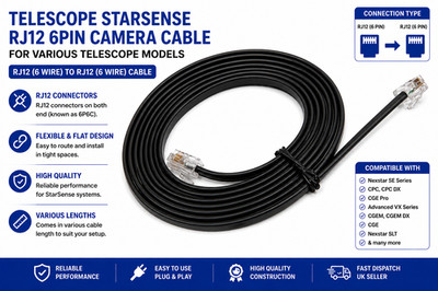 Celestron Starsense RJ12 6Pin Datenkabel Schwarz Kabel
