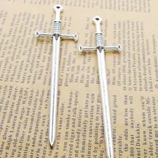 6/15PCS Antique Silver Tone large 3D Sword Charm Pendant 25X88mm JHS760-LY023